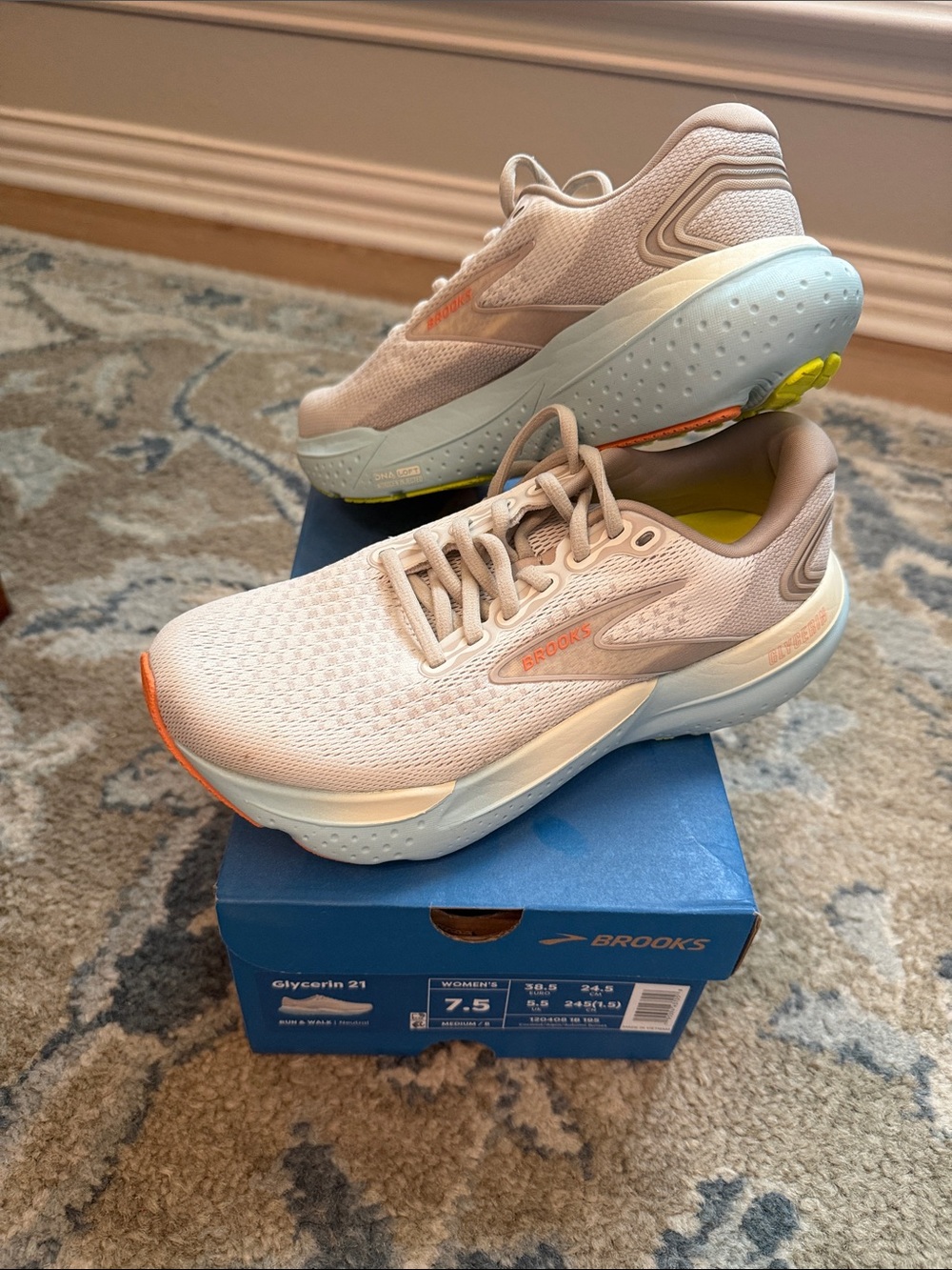 Brooks Women's Running Shoes — Pale Pink with Orange Accents